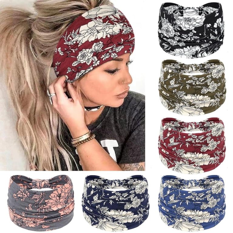 6Pcs Wide Headbands for Women Knotted No Slip Head Bands  display picture 1