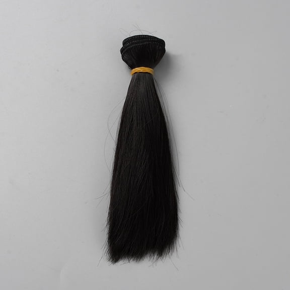 6Pcs Wig Hair 18cm Straight Short Hair Plastic Hair Wefts Making Kits Hair Extensions Black Hair Replacement for Hair Crafts