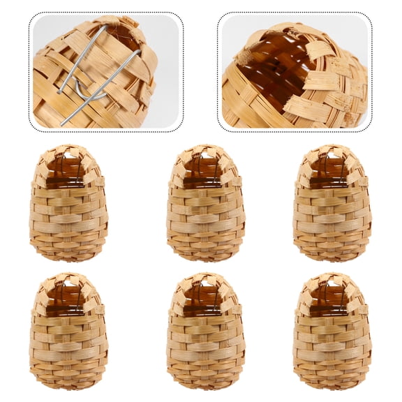 6Pcs Wild Birds Resting Place Handwoven Birds Nest Winter Bird House with Hooks
