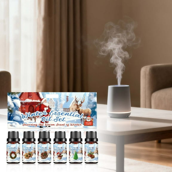 6Pcs Winter Christmas Essential Oils Set, Oil Holiday Set, Mistletoe, Candy Cane, Wintermint, Apple Cider, Cranberry, and Forest Pine Candle for Candle Making, Soap Making Supplies
