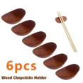 thumbnail image 1 of 6Pcs Wood Chopsticks Holder, Wooden Chopstick Rest Rack Dinner Spoon Fork Stand, 1 of 6
