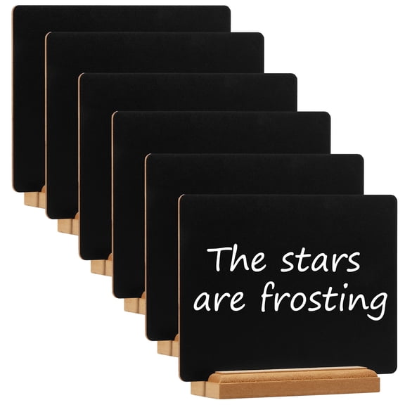 6Pcs Wood Desktop Chalkboard Sign Smooth Writing Table Top Chalkboard Clear Marking Mini Blackboard Sign Vertical for Store Bar