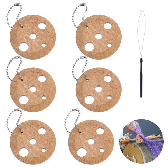 6Pcs Wood Embroidery Thread Plate Embroidery Floss Organizer Sewing Accessories Board Flat Round