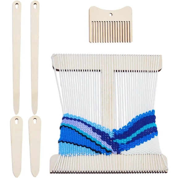 6Pcs Wood Hand Loom Stick Set Include Weaving Crochet Needle with Shuttles Tapestry Weaving Stick Weaving Comb for Tapestry Knitting