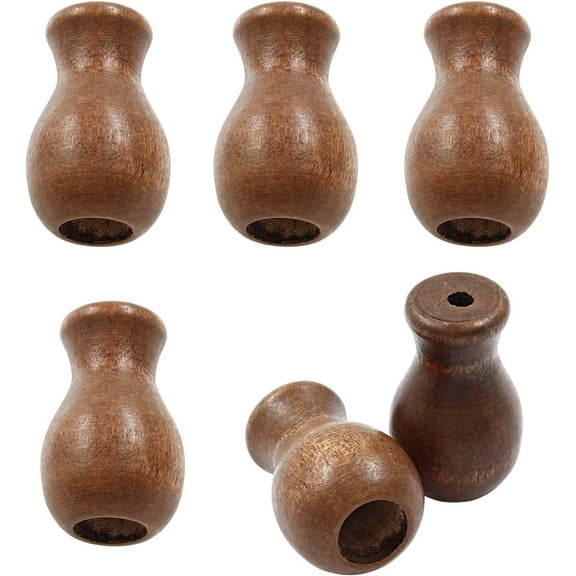 6Pcs Wood Pull Cord Tassels, Brown Wooden Window Blind Cord Knobs Drops Pull End Hanging Ball Pulls for Blinds Pull Cords, Roman Shades Curtain Crafts