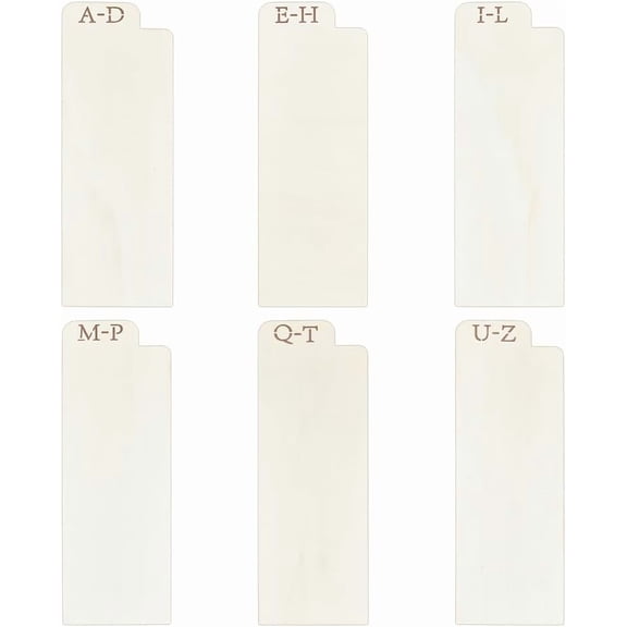 6Pcs Wood Vinyl Record Dividers 13.8x4.7Inch Vinyl Record Separators with A-Z Alphabetical Tabs
