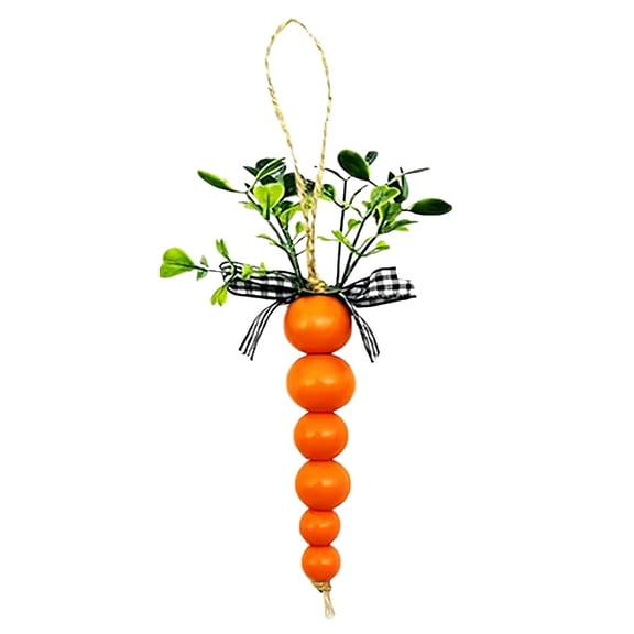 6Pcs Wooden Bead Carrots Hanging Ornaments,Carrots Pendants for Small Tree,Easter Decorations for Tiered Tray Easter Basket Fillers Farmhouse Spring Party Favors Supplies