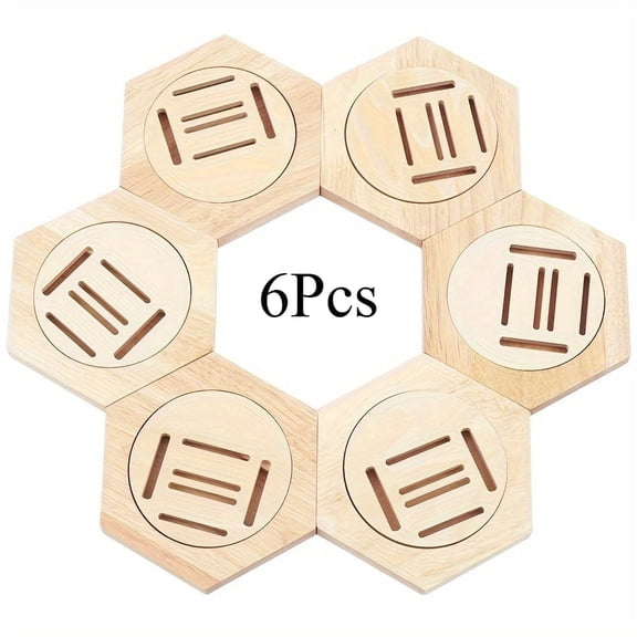 6Pcs Wooden Hexagonal Medal Display Racks, Adhesive Wall Mounted Medal Rack, Sturdy Natural Wood Medal Holders for Awards Badges, Space-Saving Home Farmhouse Decor & Meaningful Sports Gift
