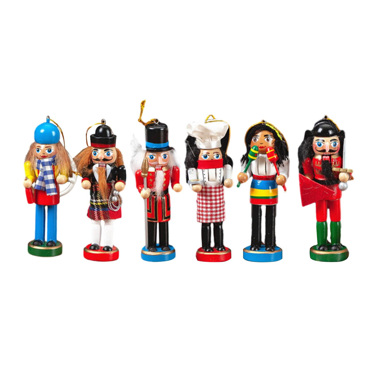 6Pcs Wooden Nutcracker Nutcracker Soldier Figure Decor Collectibles 4