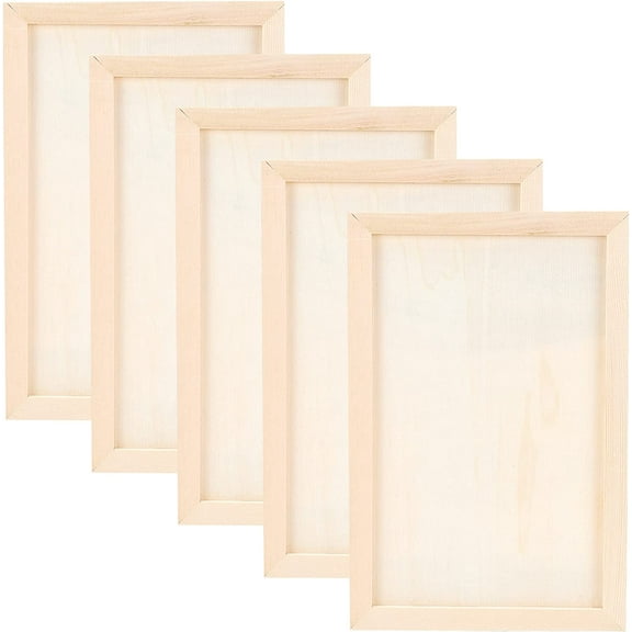 6Pcs Wooden Picture Frame 11.8x7.9 Inch Rectangle Craft Frames Set Natural Wood DIY Photo Frame Wood Canvas Panel Boards for Tabletop Display and Crafts DIY Painting Projects Multi-color DIY