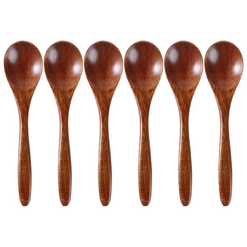6Pcs Wooden Spoon Spoon Multipurpose Wood Spoon Soup Spoon Teaspoon