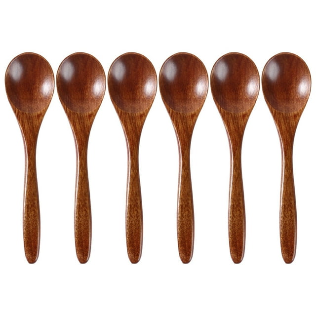6Pcs Wooden Spoon Honey Spoon Multipurpose Wood Spoon Soup Spoon