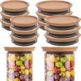 thumbnail image 1 of 6Pcs Wooden Storage Lids Set,Container Lid Airtight Acacia Wood Canning Jar Lids with Silicone Sealing Rings Reusable Canning Covers Brown Wooden Lids Dishwasher Safe for Mugs and Jars, 1 of 1