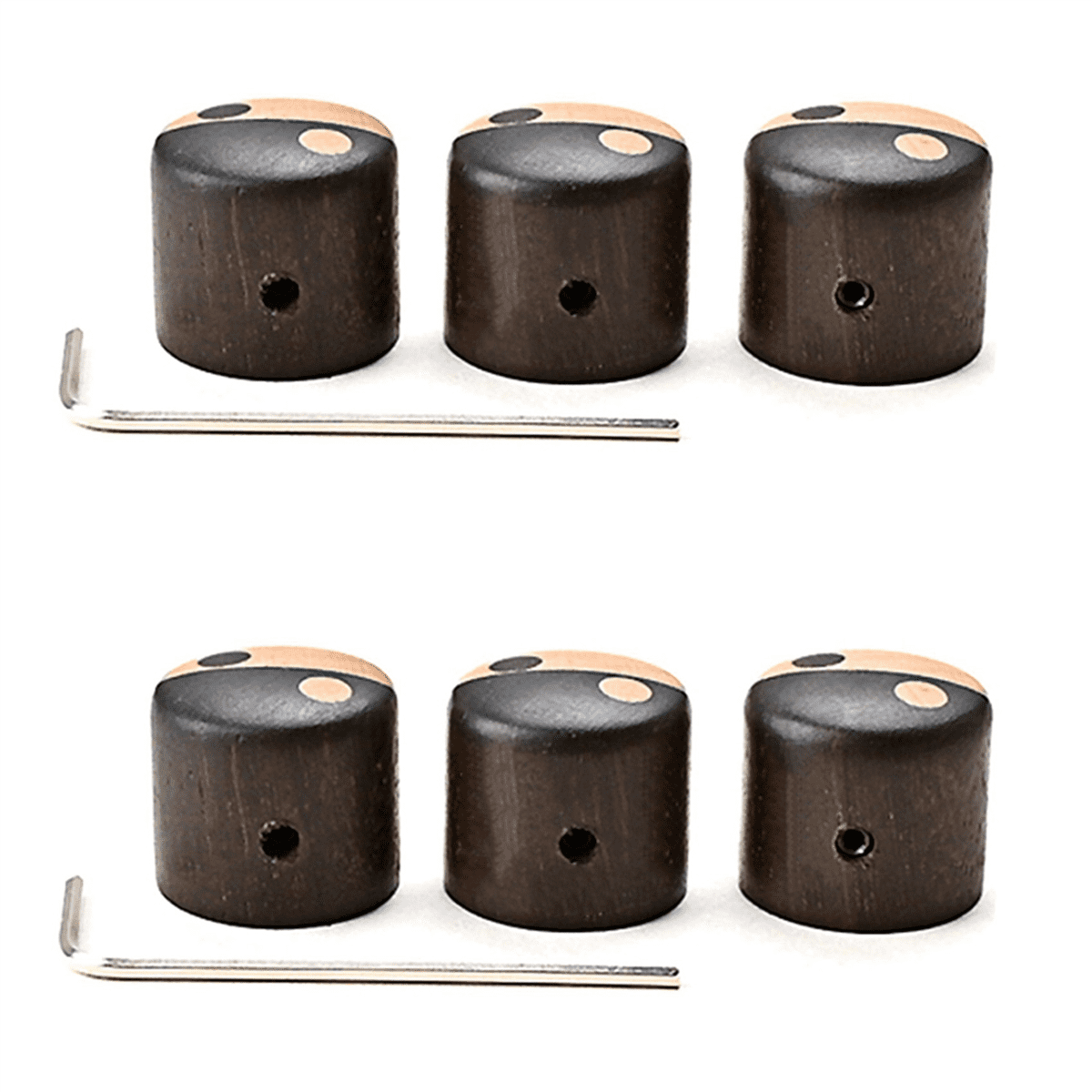 6Pcs Wooden Tone Volume Control Knob Tone Control Knob Set for Electric Guitar Parts
