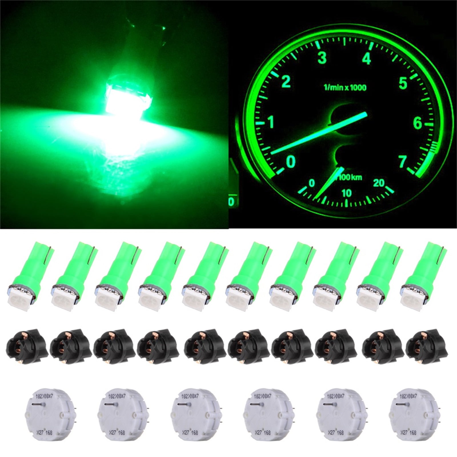 6Pcs X27.168 Stepper Motor with 10Pcs Green T5 LED Light Bulbs with ...