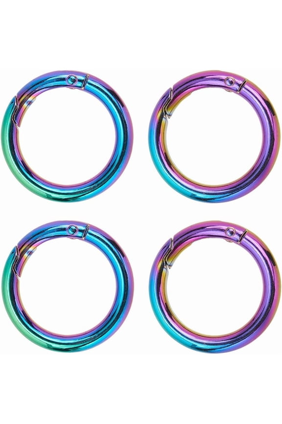 6Pcs Zinc Alloy Ring Spring Gate Rings Rainbow Color 25x4mm