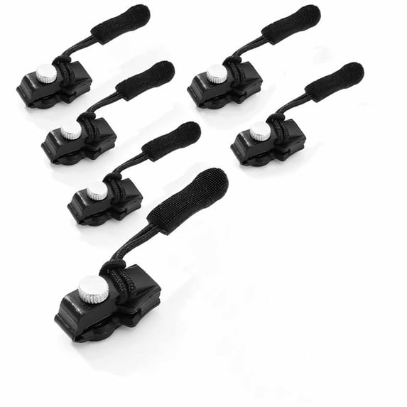 6Pcs Zipper Repair Kit, 0.19" Universal Instant Zipper Replacement Sliders, Includes Teeth for Jackets, Bags, and Clothing, DIY Sewing Fasteners (Black, Multiple Sizes)