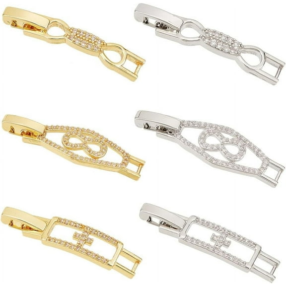 6Pcs Zirconia Watch Extender Platinum Golden Necklace Bracelet Extender Chain Extension Clasp with Cubic Zirconia
