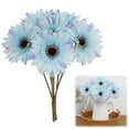 thumbnail image 1 of 6Pcs blue Artificial Flowers Gerbera Daisies Fake Daisy Faux Mums Daisy Flower 10.2 Inch for Home Kitchen Decor (blue), 1 of 9