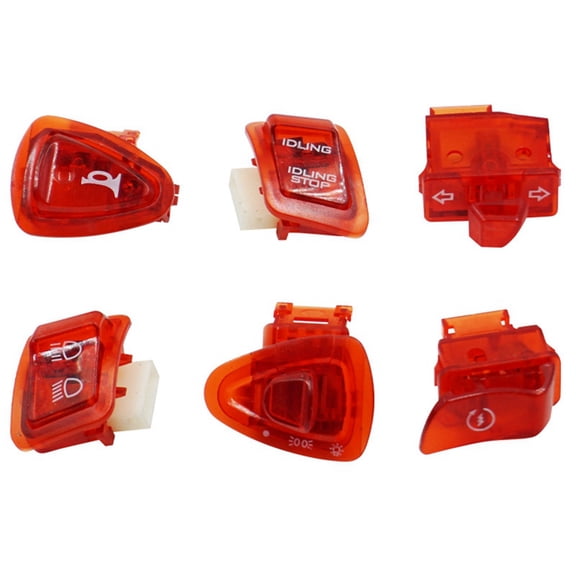 6Pcs for GY6 50cc 125cc 150cc ATV Moped Scooter Heads Light Horn Dimmer Turn Single Switch Button Red