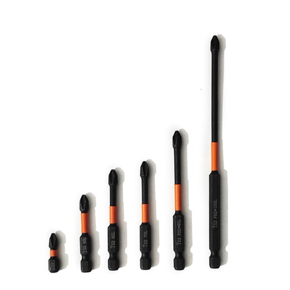 6Pcs/set Magnetic Batch Head Impact Strong Cross Hardness Screwdriver 25-150mm
