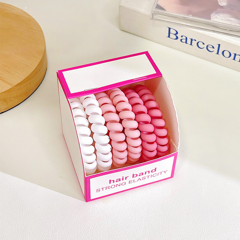 6Pcs/set Matt Solid Telephone Wire Elastic Hair Band Frosted Spiral