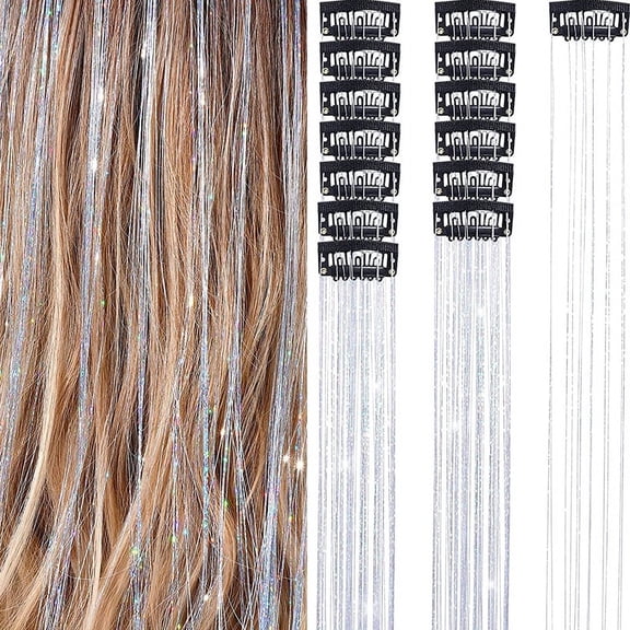 6Pcs/set Shiny Tinsel Hair False Hair Piece Hair Extensions Clip BB Clip Hair Styling Tools Women Party Headdress Accessories
