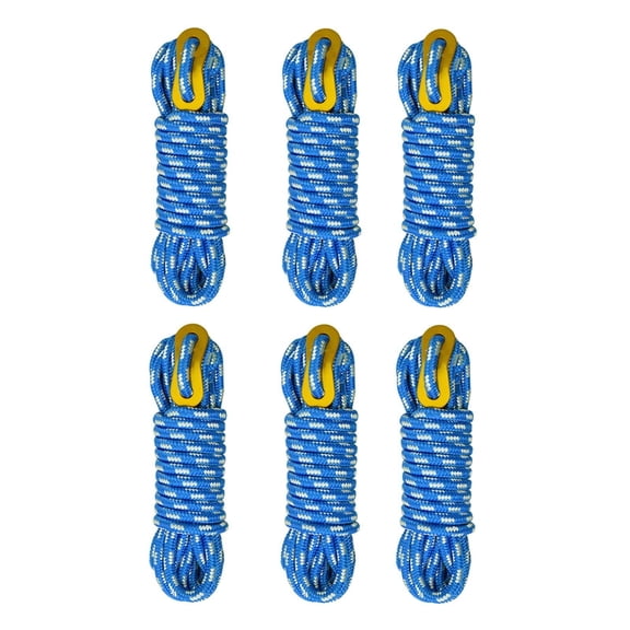 6Piece 5mm Tent Guy Rope Set with Adjustable Tensioners for tents, tarps, awnings, rock climbing, backpacking, and outdoor camping Survival gear