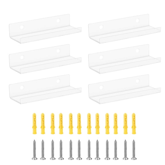 6Piece Acrylic Wall Hangings Shelf for Records Display Racks Record Display Stand Easy Install Floating Shelf