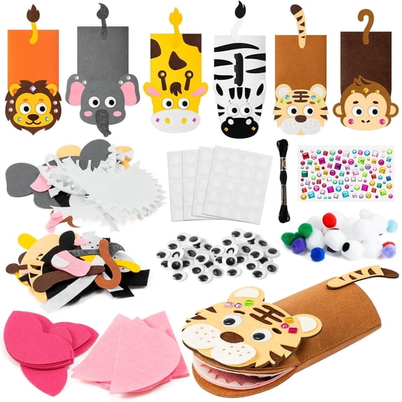 Laffact Safari Animals Hand Puppet Making Arts Kit, Creative Handmade Storytelling Toys,6 Counts