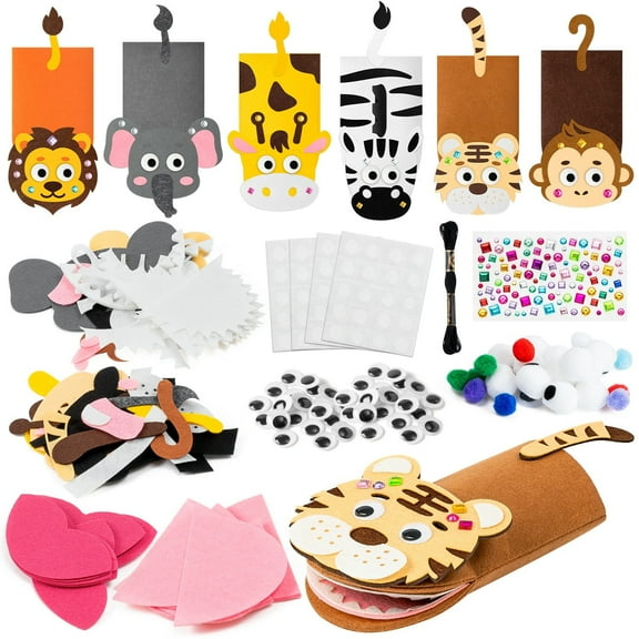 6Piece Safari Animals Handmade Puppet Making Kit Creative Handmade Storytelling Toys