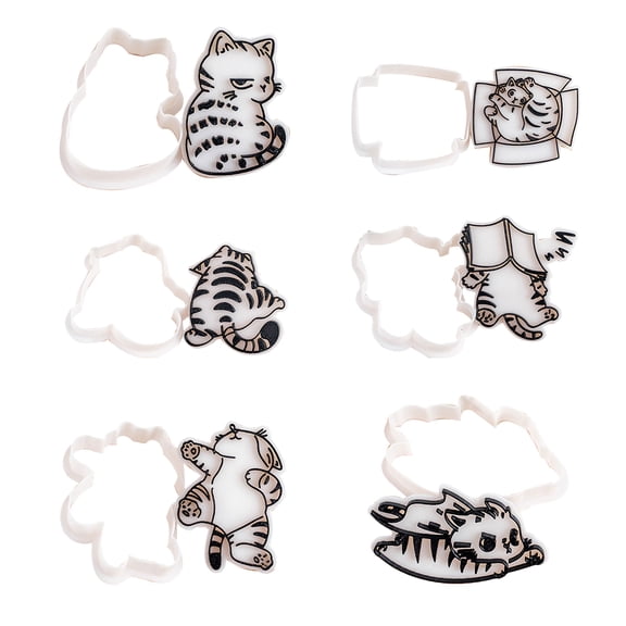 6Pieces Cats Shape Cookie Stamp Portable Cats Shape Cookie Molds Perfect for Baking and Decorating Snacks