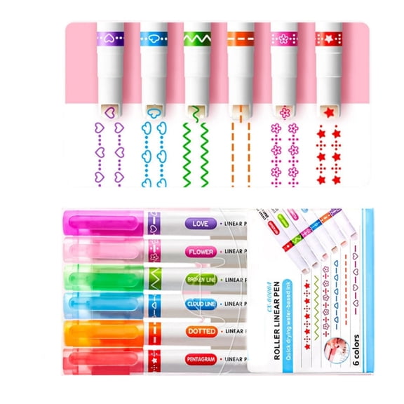 6Pieces Curves Highlighters Leakproof Pens For Note Taking Hand Lettering Art Projects Durability Plastic