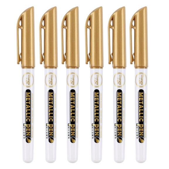 6Pieces Gold Marker Metallic Fine Point Gold Marker Permanent Metallic for Adult