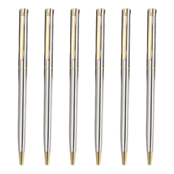 6Pieces Metal Ballpoint Pen Office Pen Smooth to Write Guest Sign In Pen for Hotel Reception