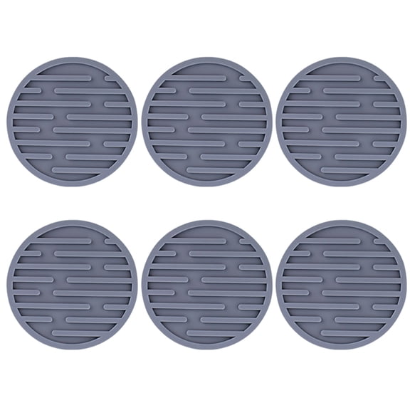 6Pieces Multipurpose Silicone Coasters Set Round Pattern Dining Decors Office Accessories Drinkware Pad Silicone Texture