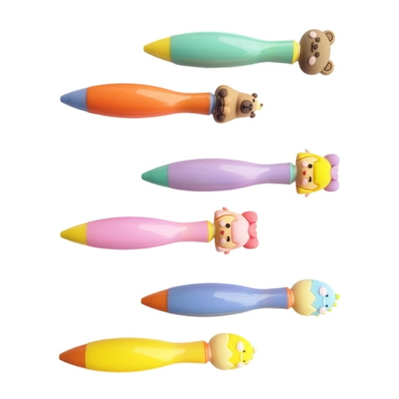 6Pieces Novelty Short Ballpoint Pen Cartoon Ballpoint Pen 0.7mm Pen Point for Writing Note Taking Stocking Fillers