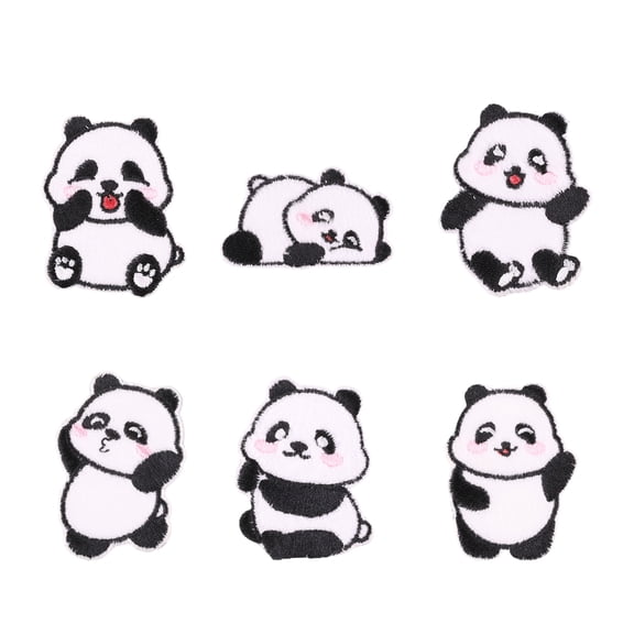 6Pieces Panda Theme Patches Nonsewing SelfAdhesive Patches For Personalizing Caps And Shoe Bags Great For All Ages