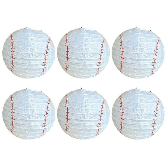6Pieces Sports Themed Paper Lamp Japanese Decoration for Sport Themed Birthday Party Table Centerpieces