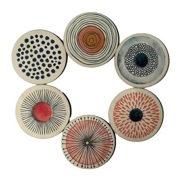 6Pieces Wooden Fruit Coasters Multipurpose For Cup Bowl And Pot Home Or