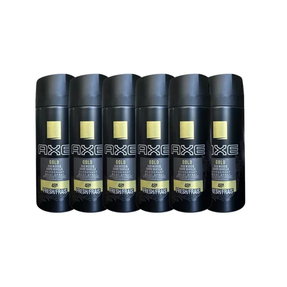 6Pk AXE Gold OUT WOOD & DARK VANILLA 48-Hour Fresh Deodorant Body Spray150ml