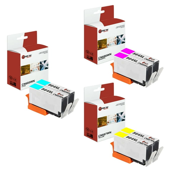 6Pk LTS 564XL C M Y HY Compatible for HP DeskJet 3070a 3520 eAIO 3521 3522 Ink