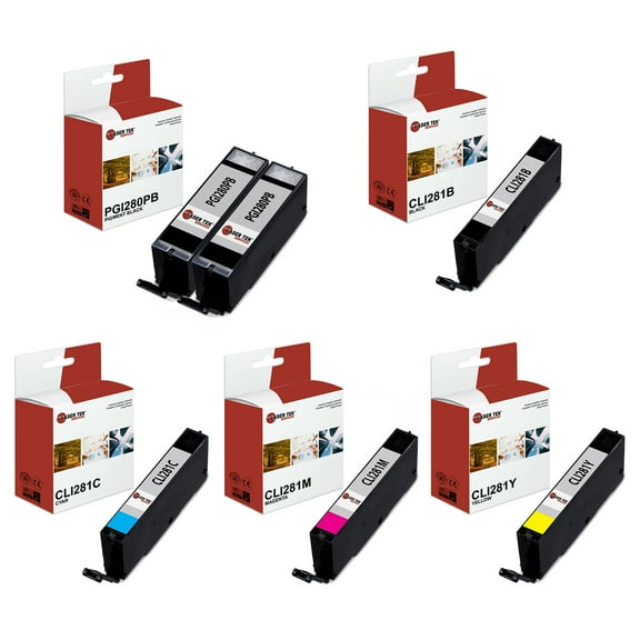 6Pk LTS PGI-280 CLI-281 PB/B/C/M/Y HY Compatible for Canon Pixma TR7520 Ink