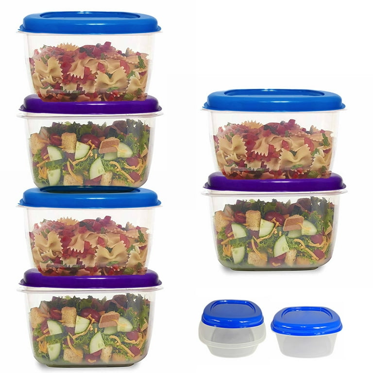 6pk Soup Freezer Storage Container Top Lid 169oz Reusable Plastic Food Box Stack, Blue