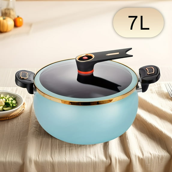 6QT Cast Iron Soup Pot with Lid, Double Handles - Thickened Induction/Gas Compatible, Multi-Purpose Steamer & Stew Pot for Cooking, Kitchenware