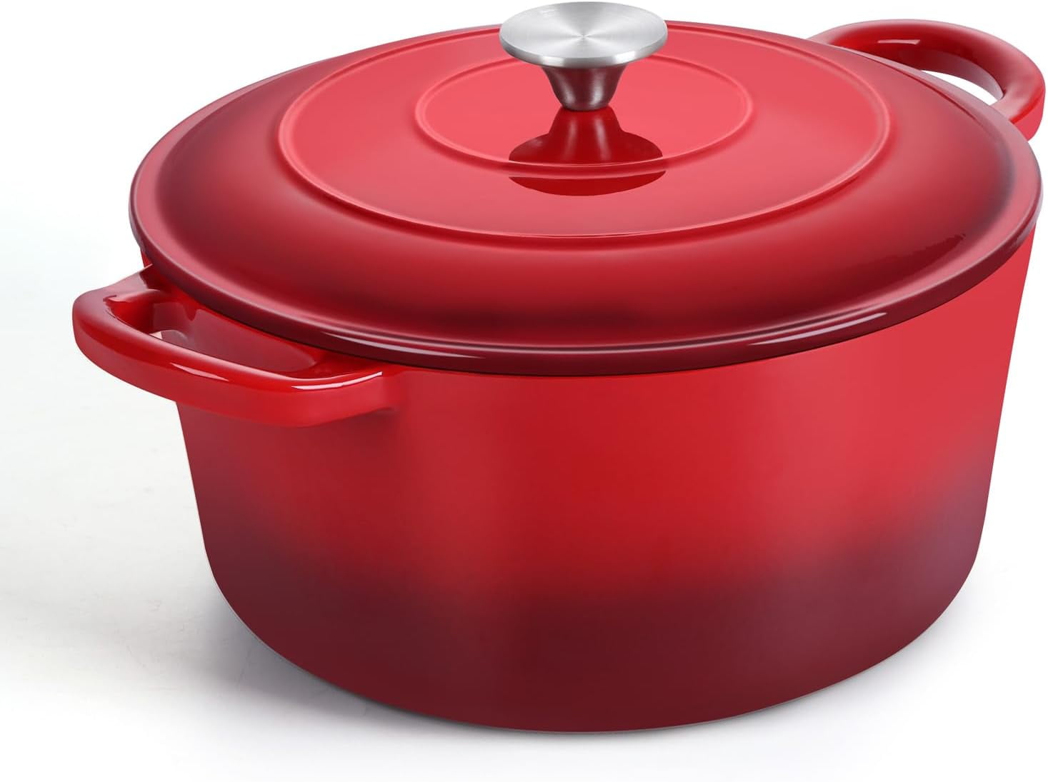 TeamFar 6QT Enameled Cast Iron Dutch Oven - Blue, Oven Safe, Nonstick & Dual Handles For Braising, Baking, Stewing