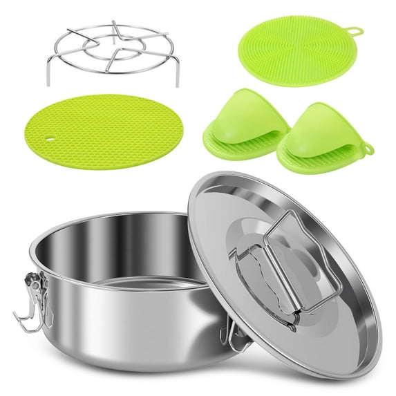 6QT Instant Pot Flan Mold with Lid – Stainless Steel Baking Pan, Includes Rack & Oven Glove, Shipped from Local Warehouse