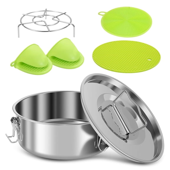 Flan Mold for Fast Pot 6QT to 8QT 304 Stainless Steel Flan Pan Mold with Lid Handle 1.5QT Round Flan Baking Pan