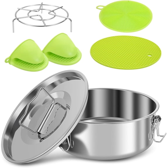 6QT Multi-function Instant Pot,Flan Mold with Lid, Durable Stainless Steel Flan Pan, 6 Quart Instant Pot, with Rack and Silicone Mat