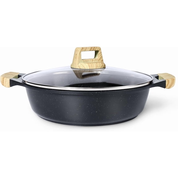 6QT Nonstick Stock Pot with Lid Soup Pot,12.6 Inch Non Toxic Stockpot for Cooking,Stew Pot with Nonstick Ceramic Coating,Non Stick Cooking Pot Compatible with All Stoves, Gray